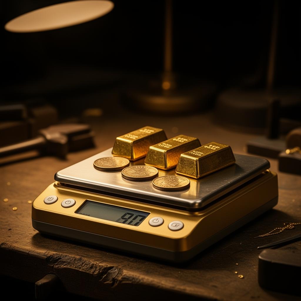 Goud wegen op precisieweegschaal